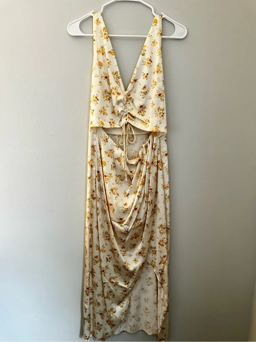 Abercrombie & Fitch Cream Maxi Dress with Yellow Floral Print